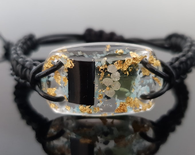 Moldavite Orgonite orgone bracelet charm, magic amulet, talisman with small glow in the dark effect, Most powerful