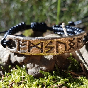 Bronze bracelet, magic amulet, charm talisman enchanted and programmed for Spiritual growth. Celtic runes.