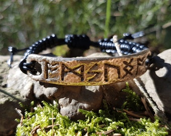 Bronze bracelet, magic amulet, charm talisman enchanted and programmed for Spiritual growth. Celtic runes.