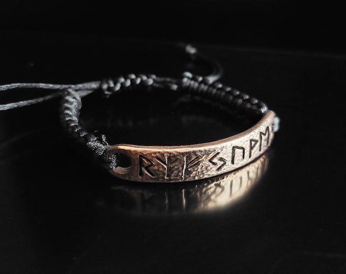 Money and Protection magic amulet bracelet with Celtic runes. Real Viking bronze charm, talisman. Enchanted, spells