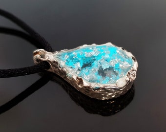 Moldavite orgonite orgone pendant necklace, Silver, Diamonds, Herkimer, Moldavite. Reiki crystal chakra healing
