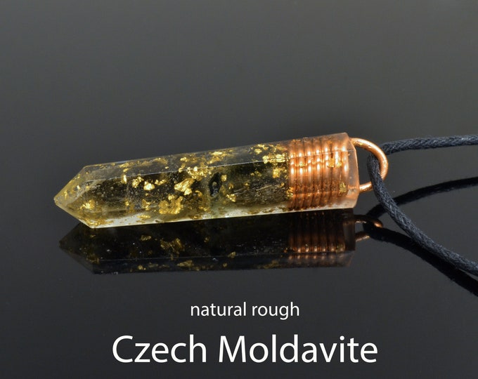 Moldavite Orgonite orgone pendant, 24k gold, Reiki infused amulet, chakra healing, powerful, high and strong vibrations