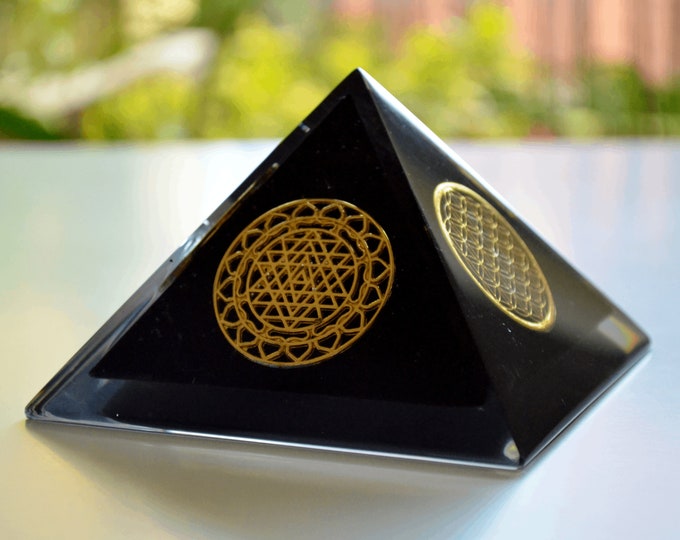 Orgonite orgone pyramid, powerful EMF protection, Reiki Energy Healing, Shungite, black tourmaline, obsidian