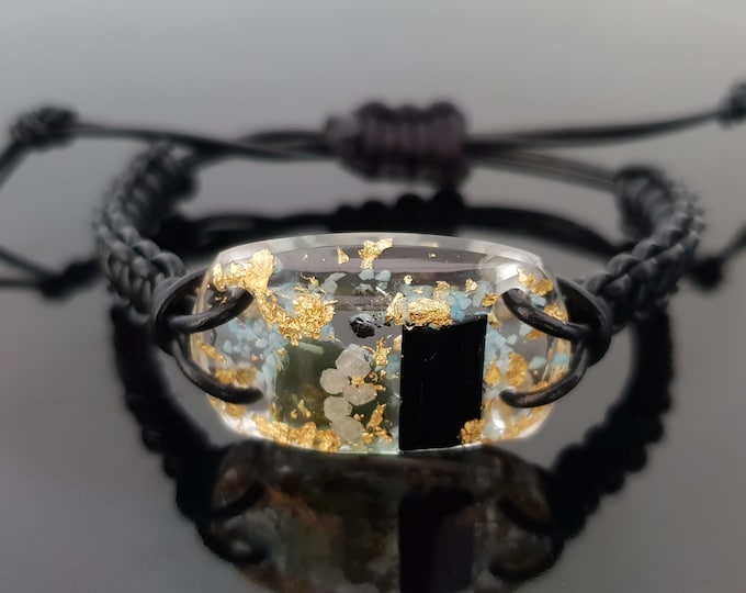 Moldavite Orgonite orgone bracelet, amulet with small glow in the dark effect, Most powerful combination. Magic amulet