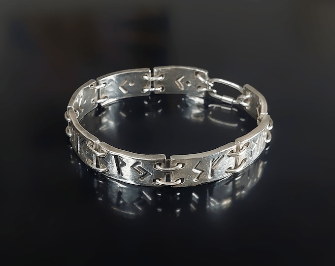 Enchanted 925 Sterling Silver Rune Bracelet – Custom Magic Amulet for Wealth, Health, Protection & More