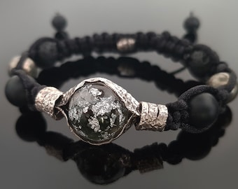 Moldavite Orgone Orgonite bracelet - EMF Protection Bracelet - silver, Moldavite, Herkimer, Diamonds, Reiki Energy
