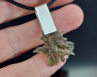 Rare Spikey Besednice Moldavite Pendant with 925 Silver - High Vibrations, Programmed & Activated Amulet