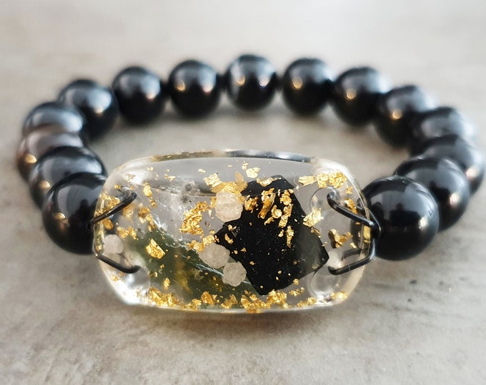Most powerful Orgonite orgone bracelet amulet! Diamonds, Herkimer, Moldavite, black tourmaline, onyx, enchanted charm