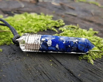 Orgonite orgone Pendant necklace, Lapis Lazuli, 925 silver, Reiki, magic amulet, talisman, chakra healing, third eye opening