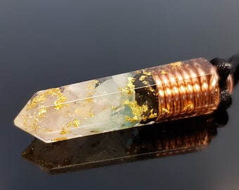 Orgonite Orgone pendant, necklace, Protection amulet for kids, Powerful Reiki charm, 24k gold, healing, harmony