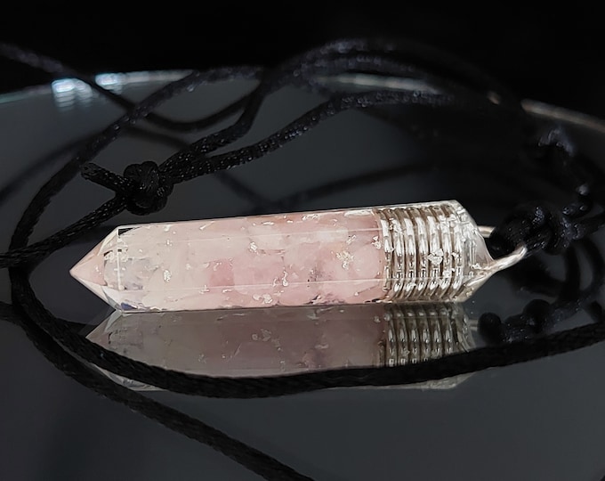 Orgonite Orgone Pendant Necklace, Rose Quartz, sterling silver  - Your Alchemy Magic Amulet charm, talisman