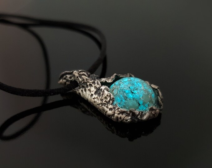 Orgonite orgone pendant, amulet, charm, high vibration crystals, silver - Diamonds, Herkimer, Rhodozite, glow in the dark