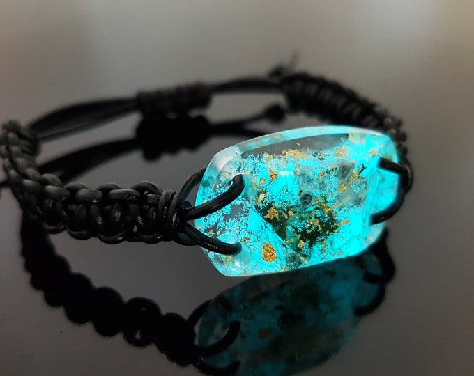 Moldavite Orgonite orgone bracelet charm, magic amulet, Most powerful combination, Diamonds, Herkimer, glow in dark