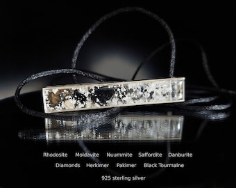 Most powerful Orgonite orgone pendant, rune amulet necklace for Wealth, Money and Protection -  Moldavite, Nuummite