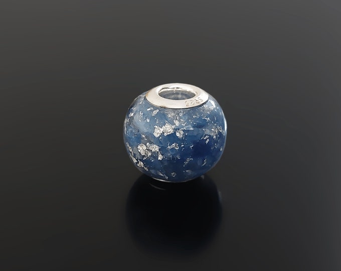 Orgonite orgone charm bead, pendant, bracelet, Blue kyanite, 925 silver - Reiki infused, programmed crystal amulet