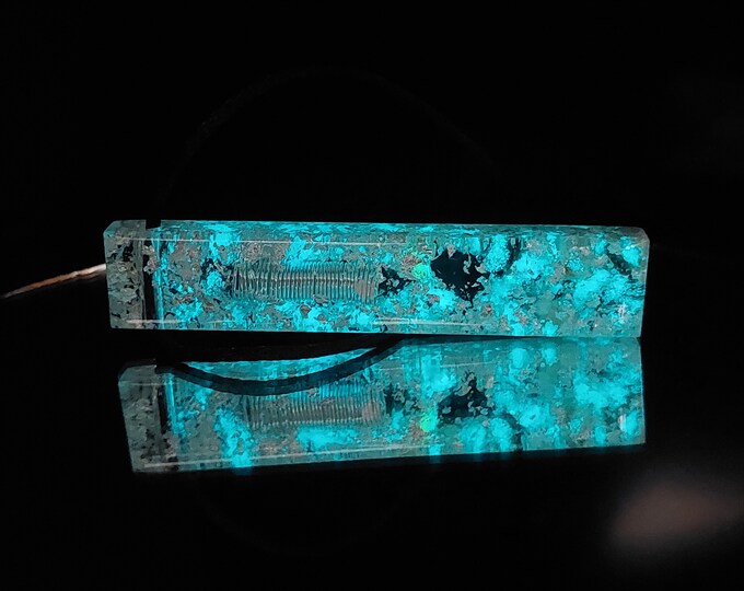 Orgonite pendant, necklace, magic amulet, charm with diamonds, Moldavite, Herkimer, glow in dark orgone. Larger size!