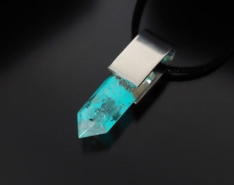 Orgonite orgone pendant necklace. High vibration crystals, 925 silver, Reiki, Magic amulet charm, glow in the dark