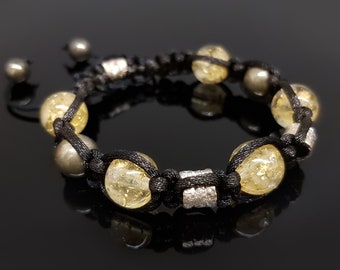 Shamballa bracelet with citrine orgonite orgone beads and silver, programmed, activated magic amulet charm