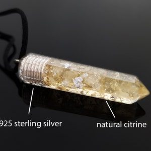 Orgonite Citrine Pendant – 925 Silver Magic Amulet for Abundance & Energy