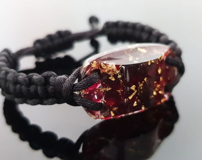 Orgonite bracelet, Garnet and 24k gold orgone, programmed, enchanted and activated amulet for your wishes