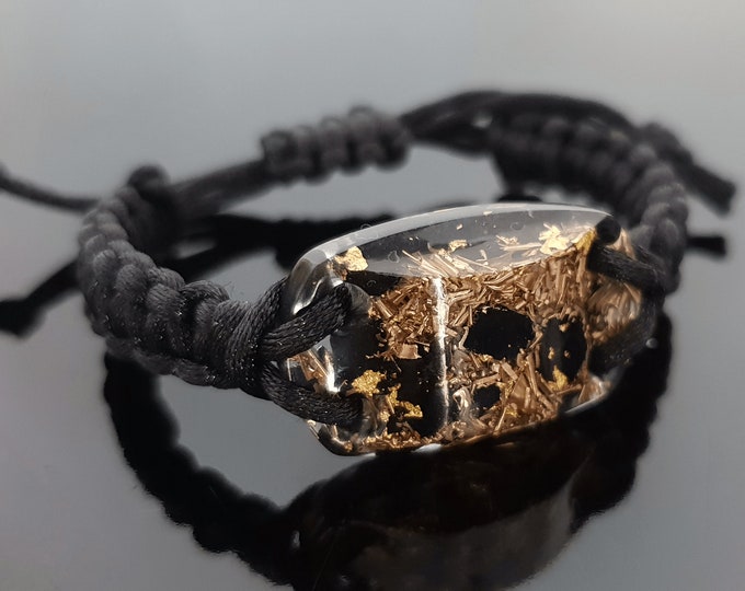 Elite Shungite Orgonite orgone bracelet, Black Tourmaline, brass, 24k gold, EMF, 5G, powerful protection