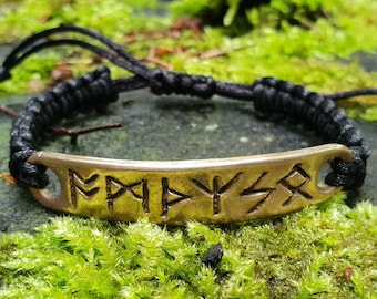 Viking Rune Bracelet  -  Runes Talisman Viking Jewelry - Protection, Good Luck and  Wealth Bracelet