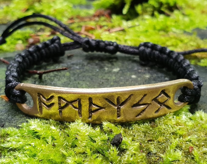 Viking Rune Bracelet  -  Runes Talisman Viking Jewelry - Protection, Good Luck and  Wealth Bracelet