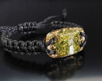 Peridot orgonite orgone bracelet, 24k gold, brass, Money, Wealth, Love Amulet, Manifestation, Reiki