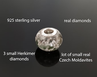 Orgonite orgone pendant, charm bead, bracelet, necklace. Most powerful combination! Moldavite Diamonds, Herkimer