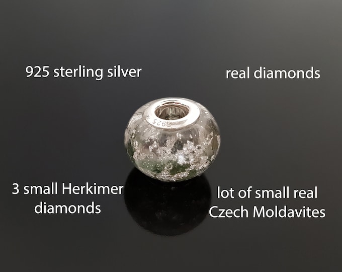 Orgonite orgone pendant, charm bead, bracelet, necklace. Most powerful combination! Moldavite Diamonds, Herkimer