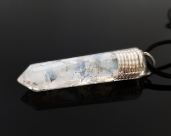 Orgonite orgone pendant necklace, Natural moonstone, 925 sterling silver - crystal Reiki healing, high vibrations
