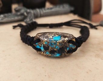 Moldavite, Nuummite Orgonite orgone bracelet with most powerful combination! Diamonds, Herkimer, Saffordite, Tourmaline, glow in the dark