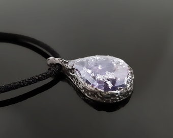 Orgone Orgonite pendant necklace, Silver, Natural Tanzanite orgonite, Reiki crystal amulet, chakra healing