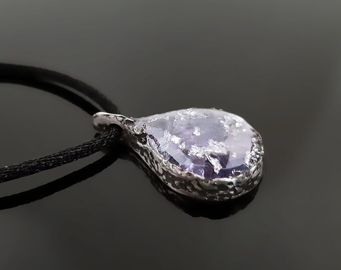 Orgone Orgonite pendant necklace, Silver, Natural Tanzanite orgonite, Reiki crystal amulet, chakra healing