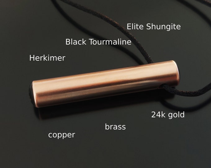EMF 5G protection Orgonite orgone pendant, Herkimer, Elite Shungite, Black Tourmaline, 24k gold, copper, brass