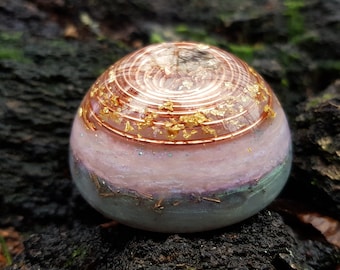 Orgonite orgone dome, hemisphere Most powerful combination, Diamonds, Herkimer, Moldavite, black tourmaline, vortex, brass, EMF protection