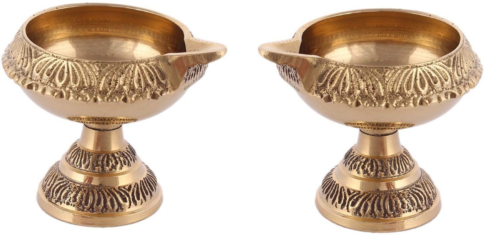 Aakrati Lampada A Olio Kuber Deepak In Ottone Puro Fatto A Mano Per Puja E Home Decor - Confezione Da 4 (5x5x5 Cm)