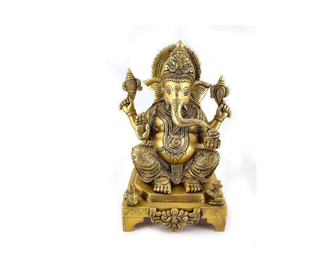 Whitewhale Lord Ganesha Brass Statue Religious Strength God - Etsy