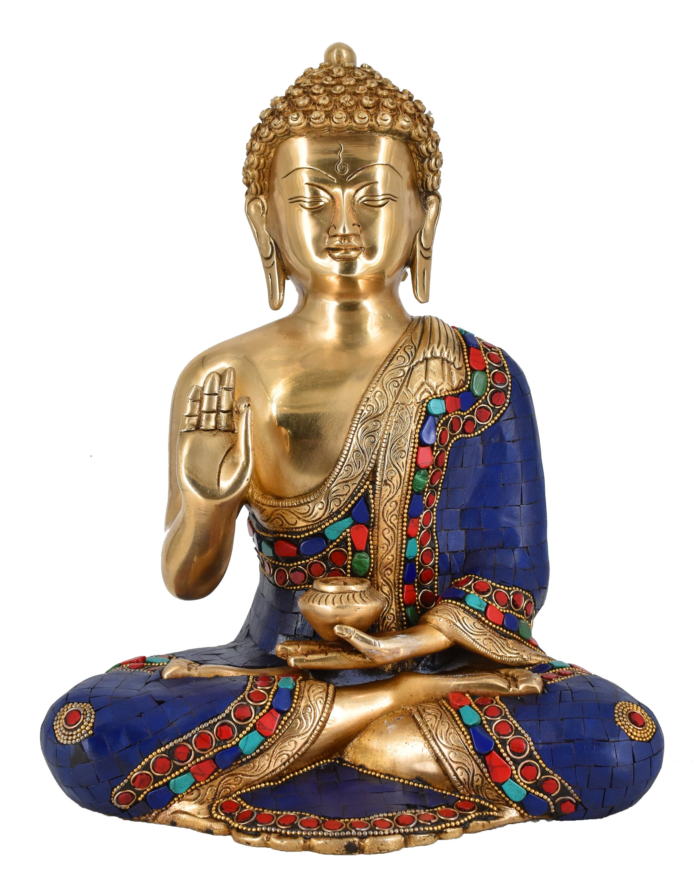 Whitewhale Large Medicine Buddha Brass Statue Blue Stone | Etsy