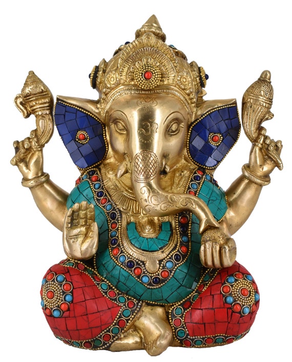 12 inches Whitewhale Brass Decor India Mangalkari Ganesha Statue