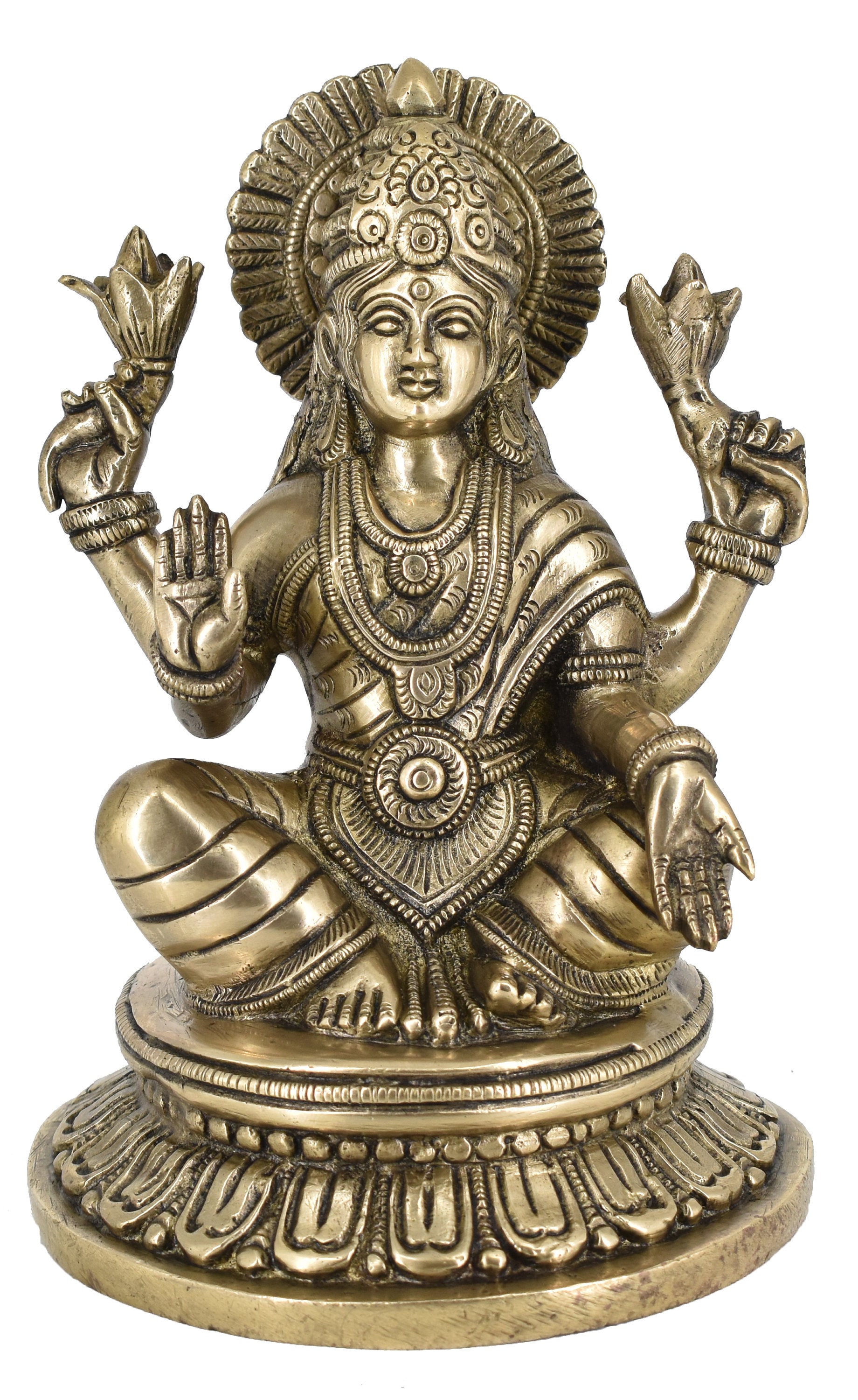 Whitewhale Brass Lakshmi Idol Hindu Lakshmi Goddess Statue Etsy