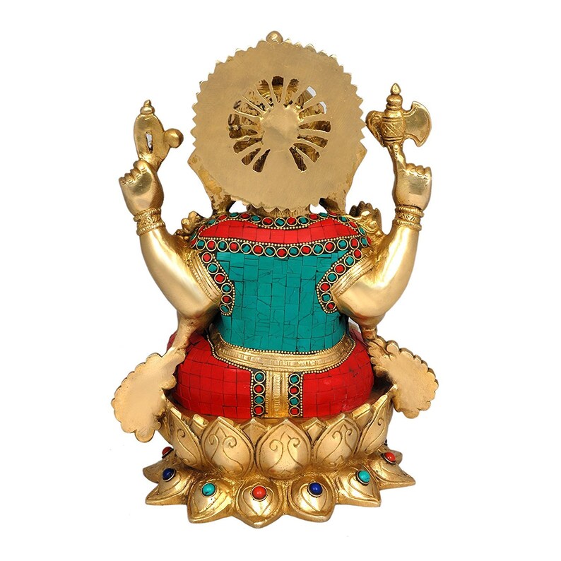 12 inches Whitewhale Brass Decor India Mangalkari Ganesha Statue