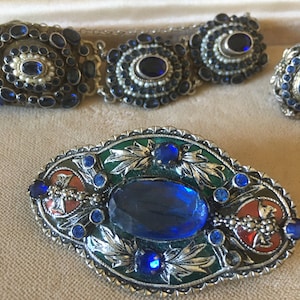 Antique Austro-Hungarian Blue Stone, Enamel PIN