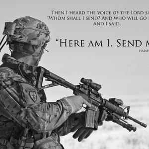 US Army Soldier with Bible Verse of Isaiah 6:8. Digital Print/JPG File/Inspirational Art/Motivational Art/Christian Art image 3