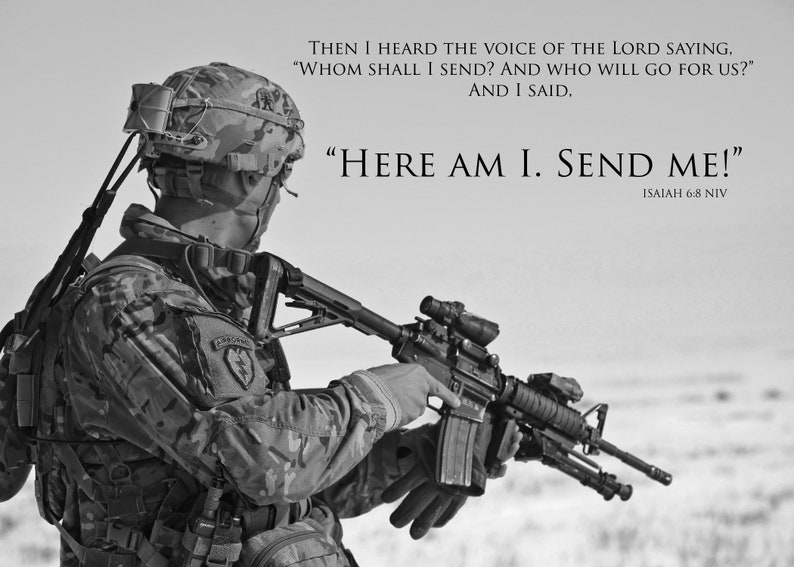 US Army Soldier with Bible Verse of Isaiah 6:8. Digital Print/JPG File/Inspirational Art/Motivational Art/Christian Art image 3