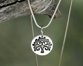Tree of Life, minimalist, fine silver (PMC), nature-inspired, hand-crafted necklace by Cindy Bina