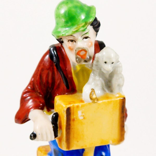 Man With Monkey Figurine, Organ Grinder, Hurdy Gurdy, Occupied Japan 40's Vintage Outlet Store