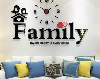 Laser cut Family wall Clock cutting files, Layered Clock SVG Dxf, CDR File