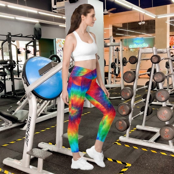 Performance Active Crossover Leggings With Pockets Tie-dye Pattern