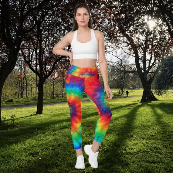 Best High Waisted Gym Leggings With Pockets Tie-dye Pattern 